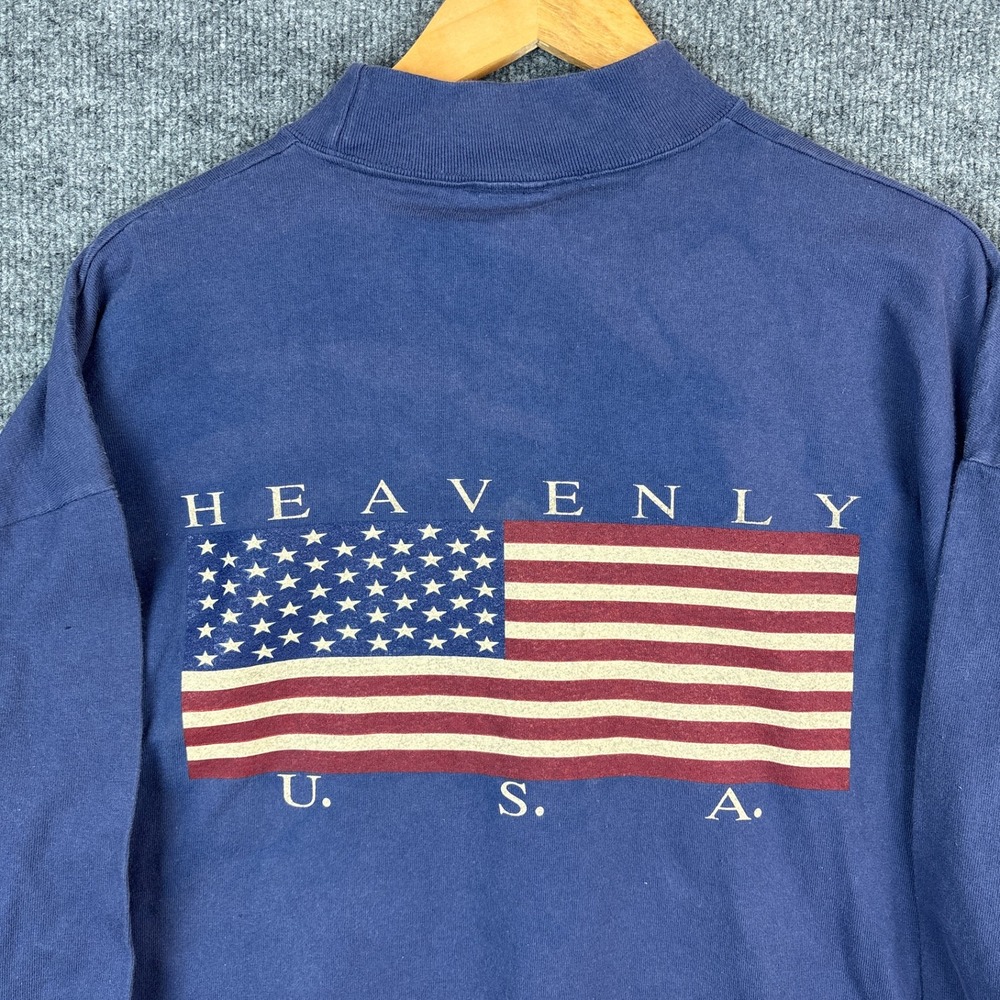 VTG Heavenly Ski Lake Tahoe Mock Neck Long Sleeve Shirt XL Ottowear Heavy Cotton